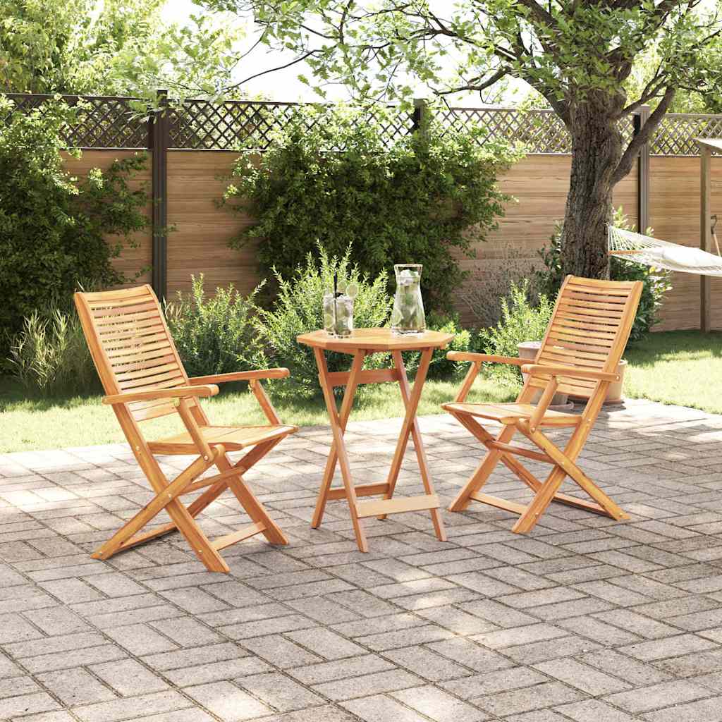 Klapp Bistro Set 3 stk. Braun Massivholz Akazie