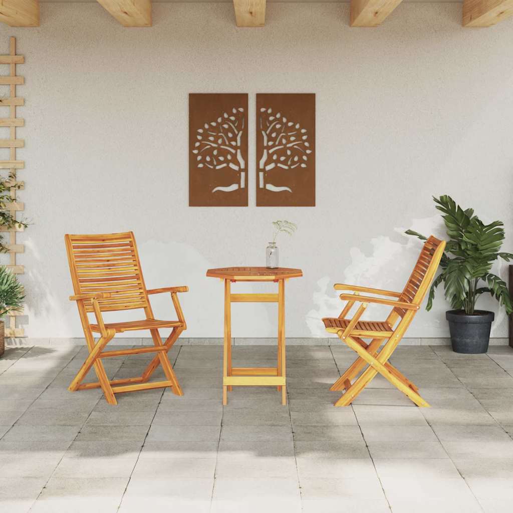 Klapp Bistro Set 3 stk. Braun Massivholz Akazie
