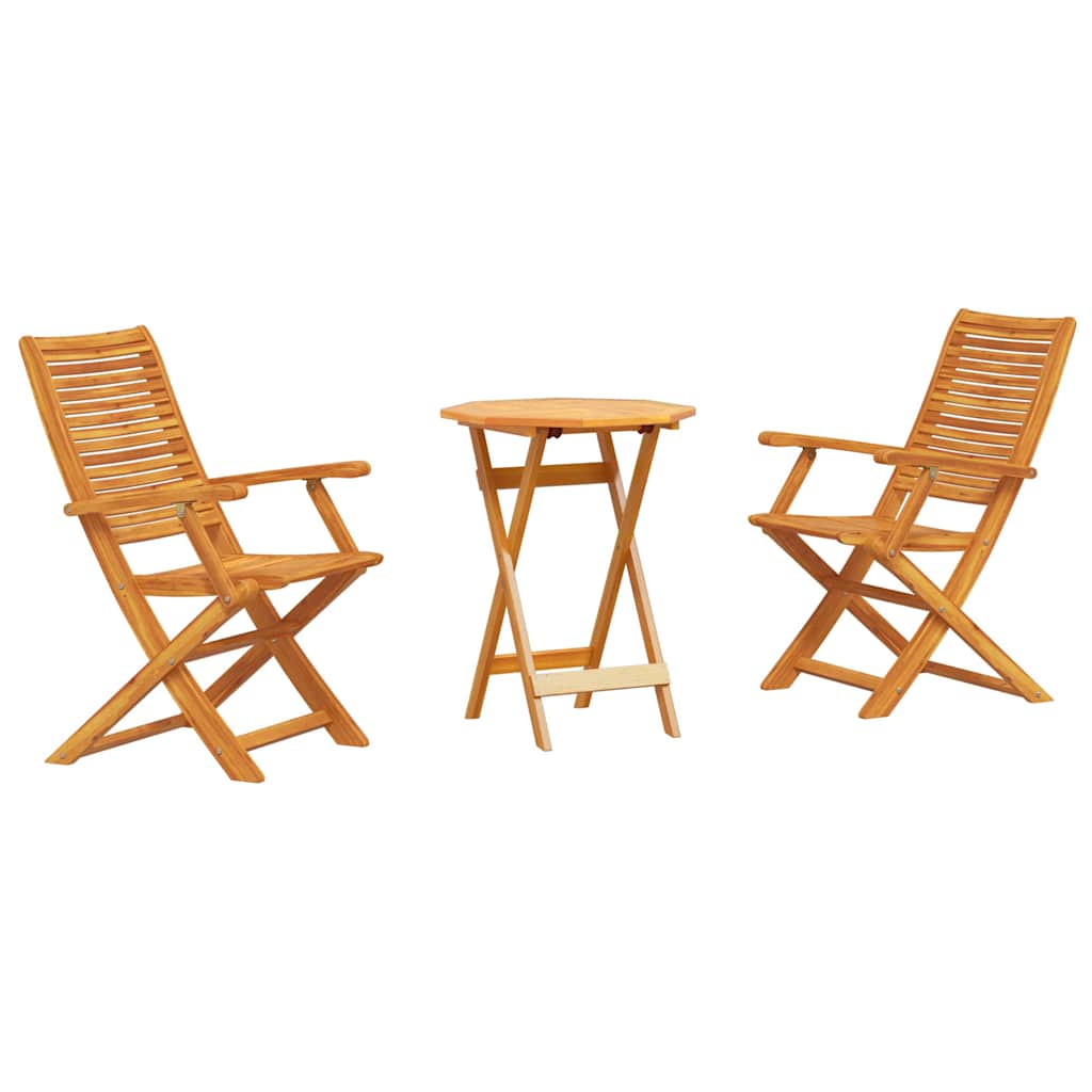 Klapp Bistro Set 3 stk. Braun Massivholz Akazie