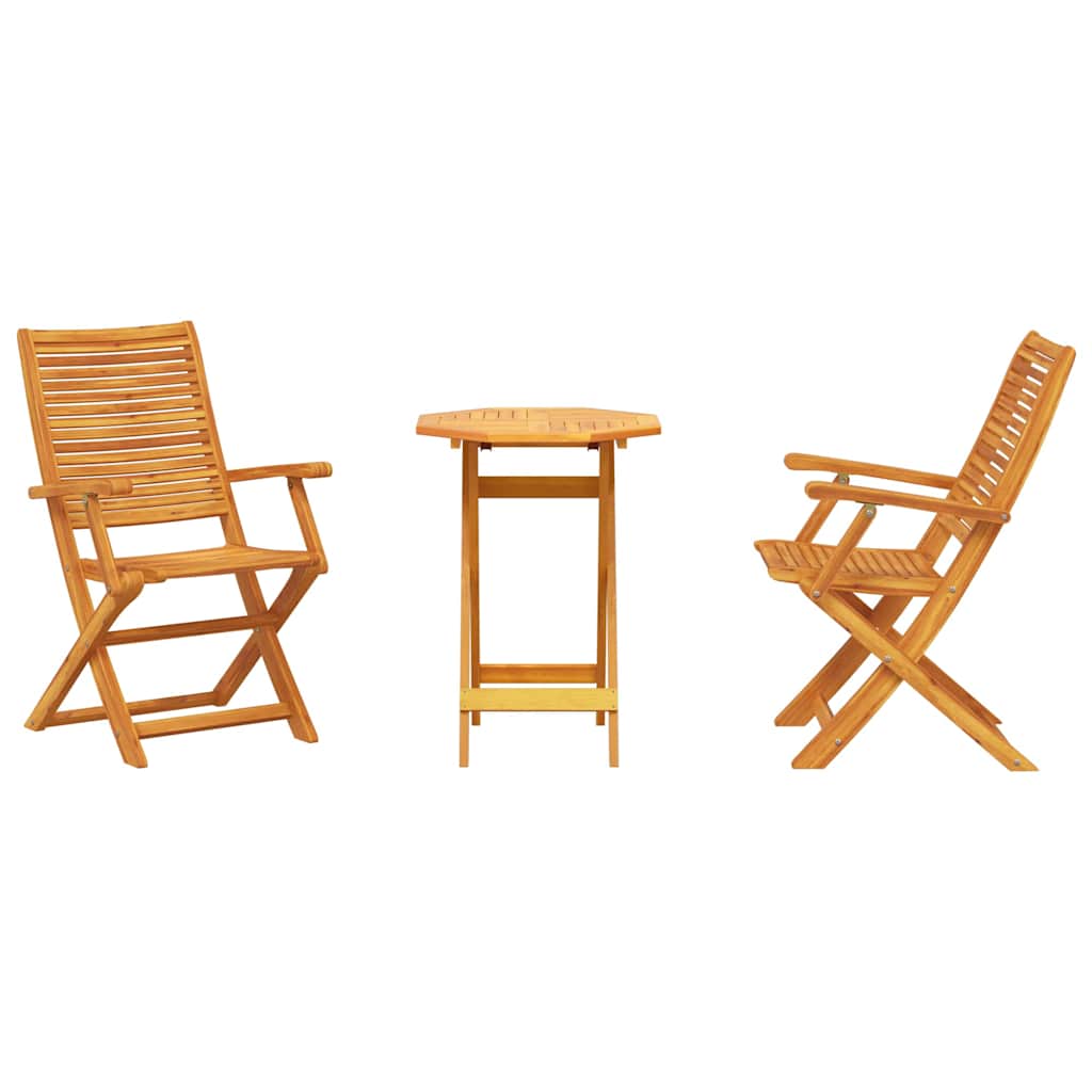 Klapp Bistro Set 3 stk. Braun Massivholz Akazie