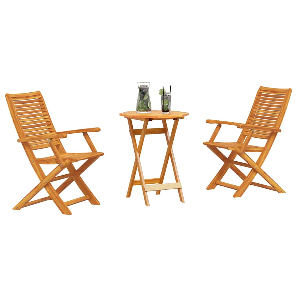 Klapp Bistro Set 3 stk. Braun Massivholz Akazie