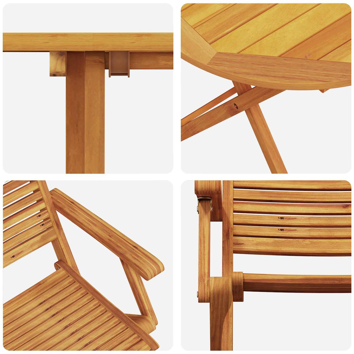Klapp Bistro Set 3 stk. Braun Massivholz Akazie