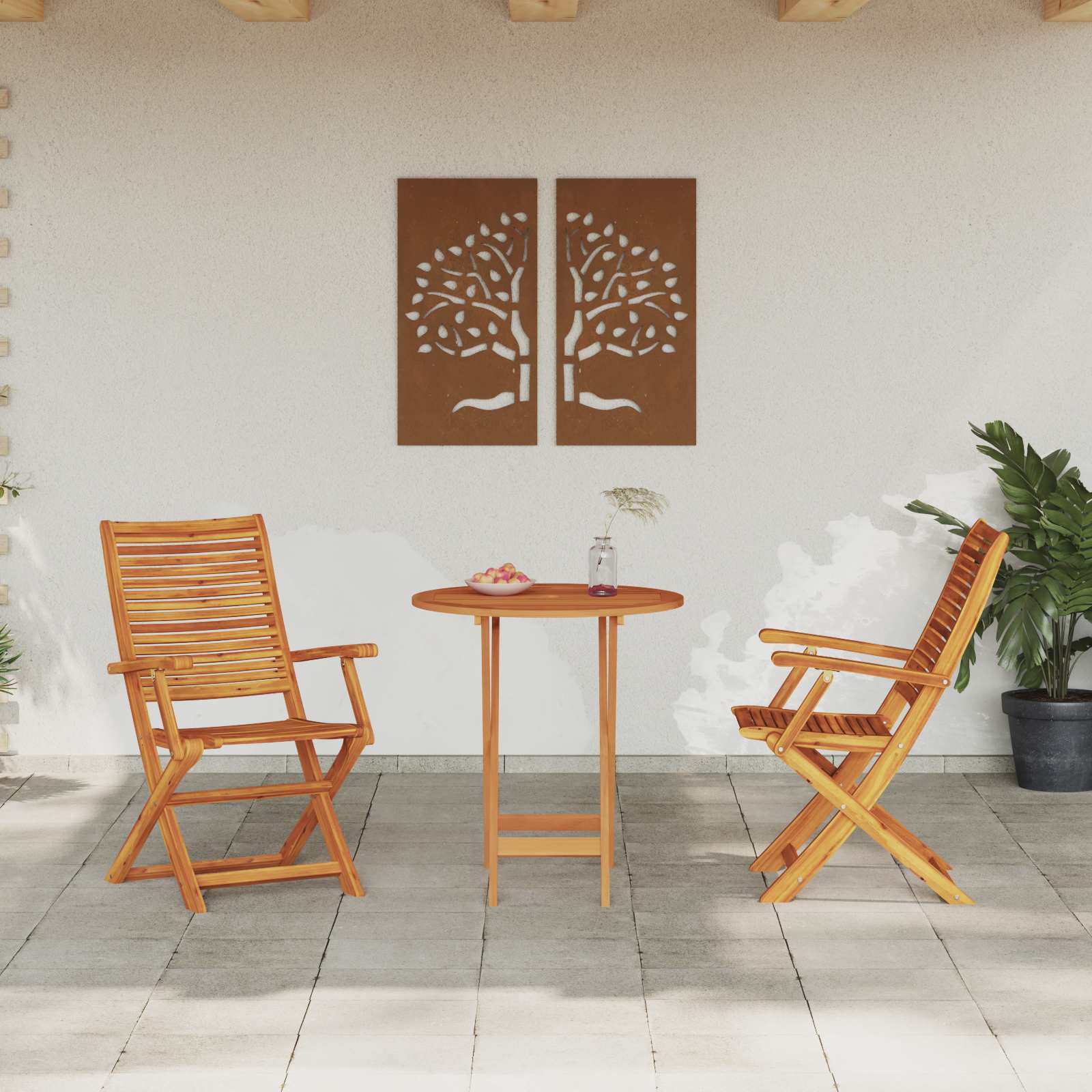 Klapp Bistro Set 3 stk. Braun Massivholz Akazie