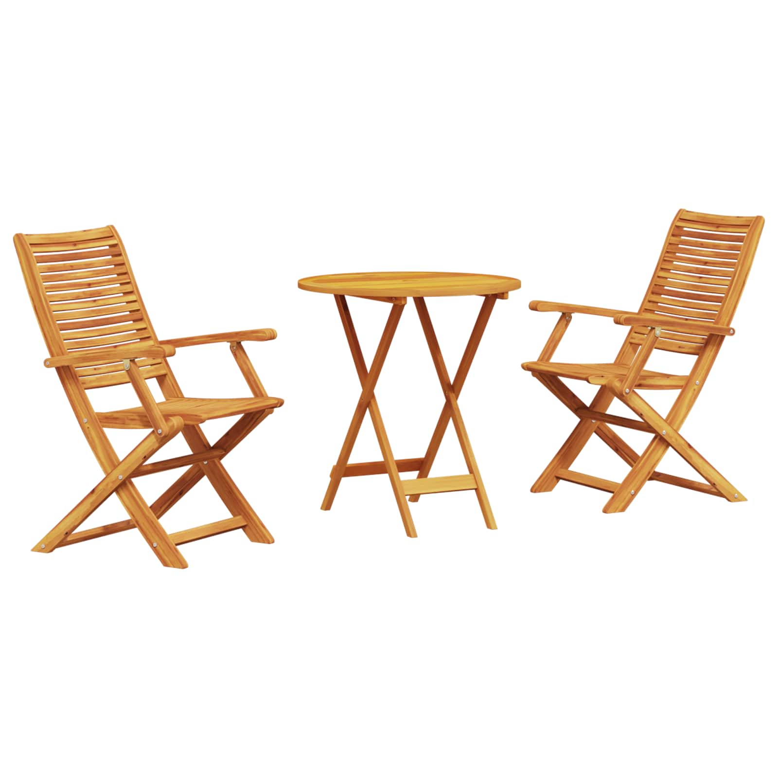 Klapp Bistro Set 3 stk. Braun Massivholz Akazie
