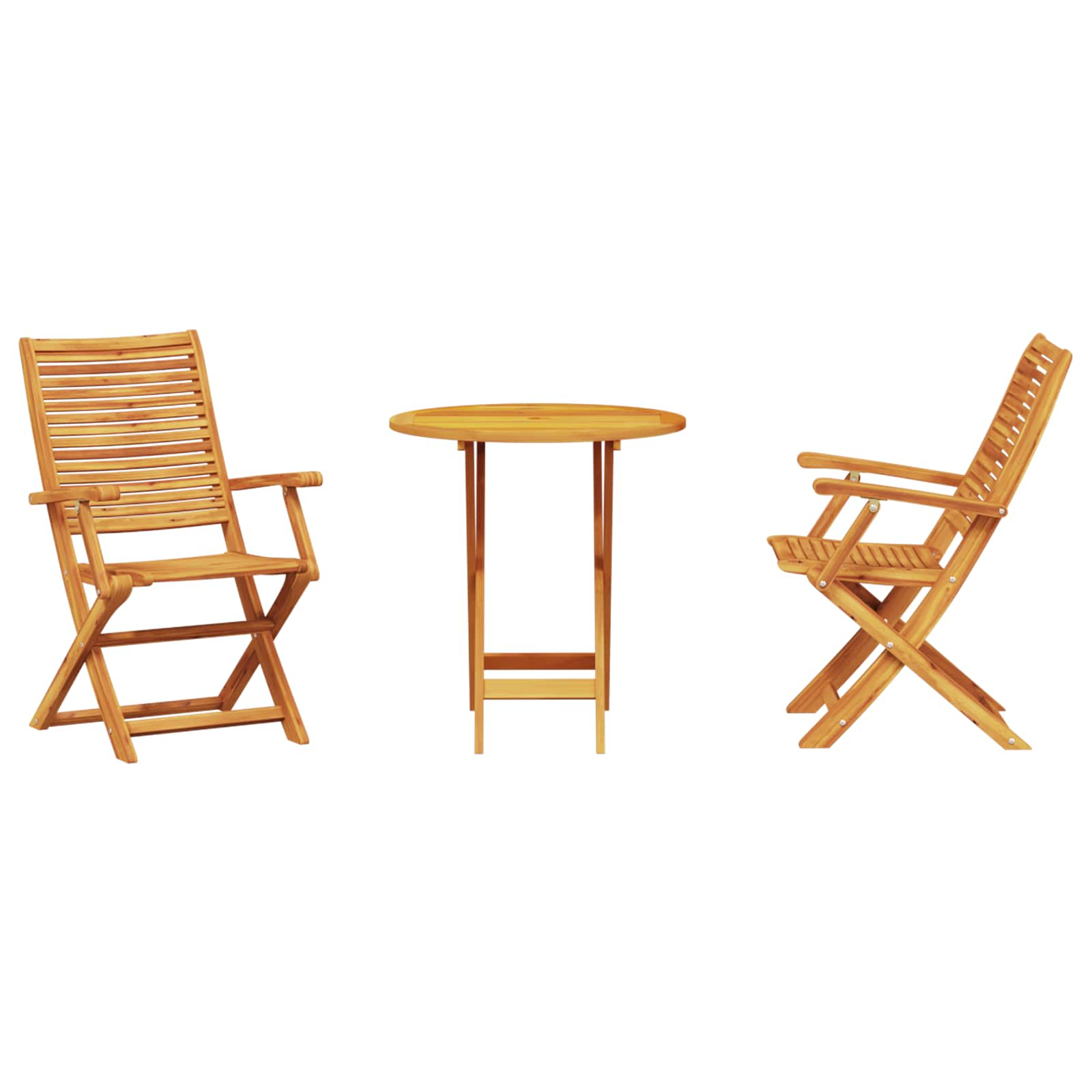 Klapp Bistro Set 3 stk. Braun Massivholz Akazie