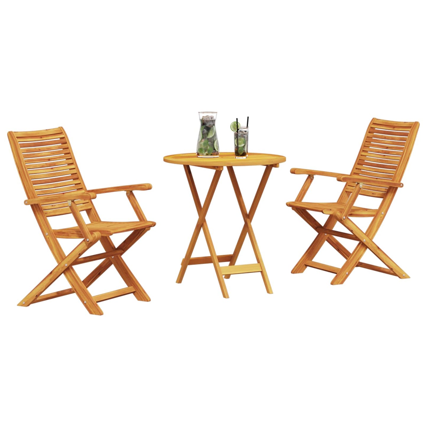 Klapp Bistro Set 3 pcs Braun Massivholz Akazie