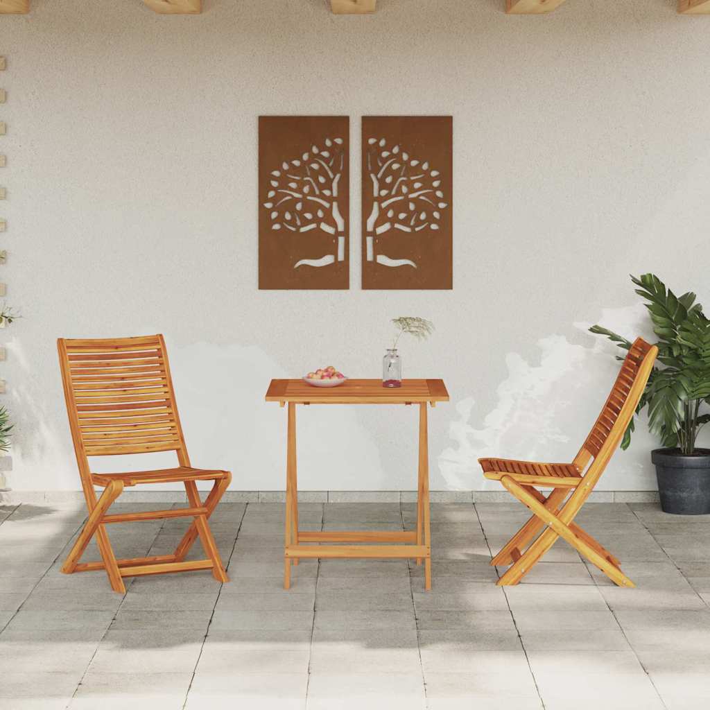 Klapp Bistro Set 3 stk. Braun Massivholz Akazie