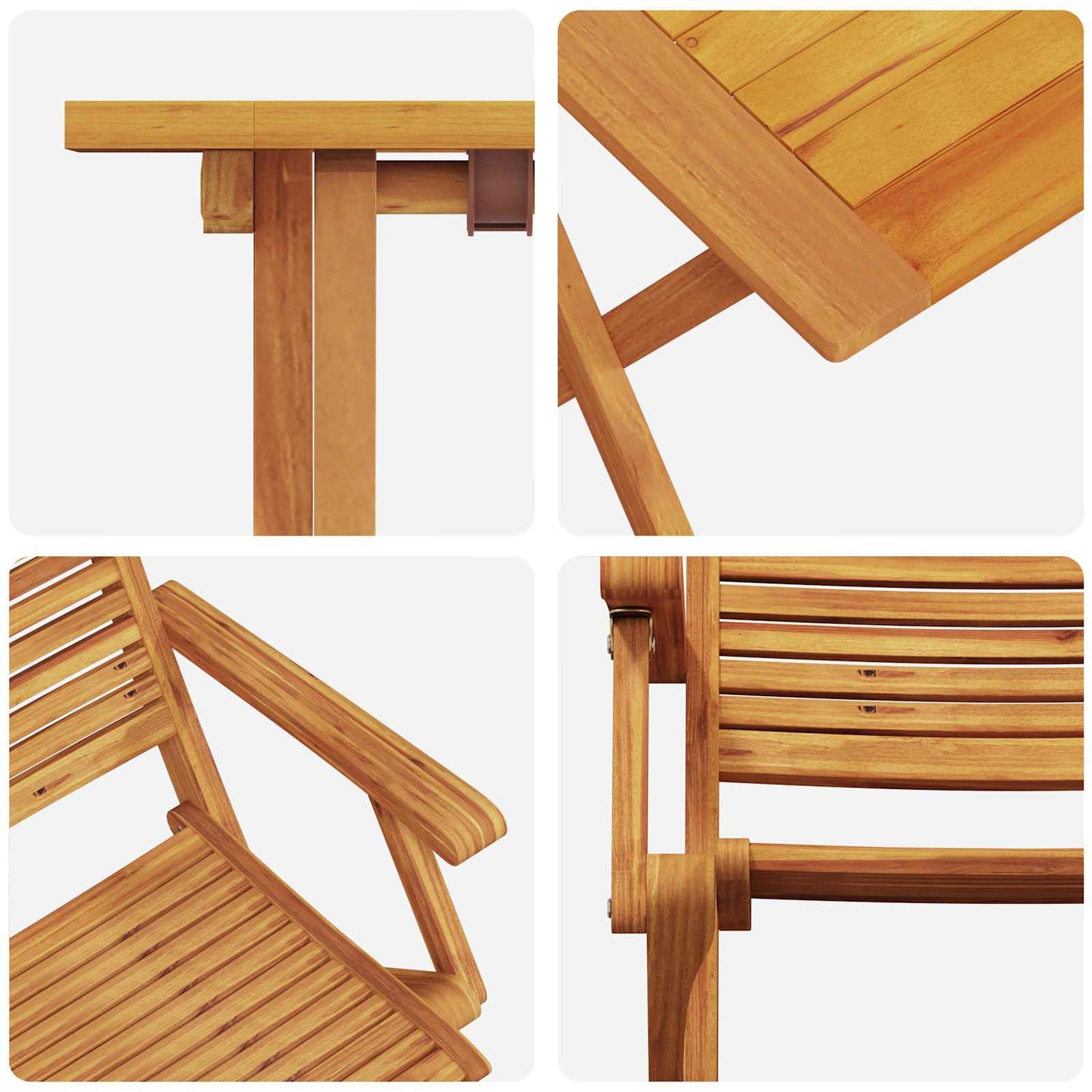 Klapp Bistro Set 3 stk. Braun Massivholz Akazie