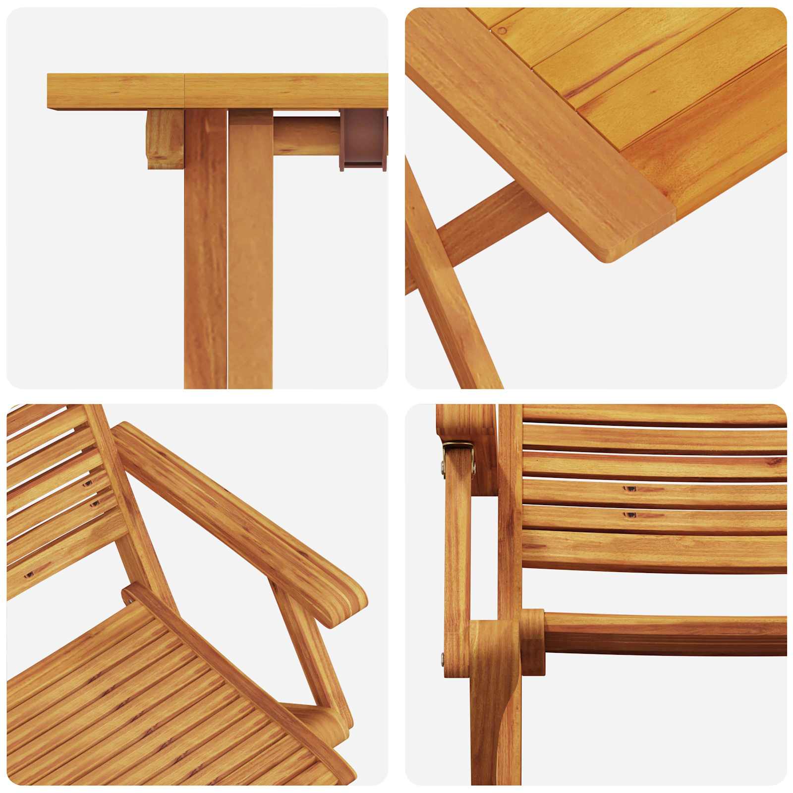 Klapp Bistro Set 3 stk. Braun Massivholz Akazie
