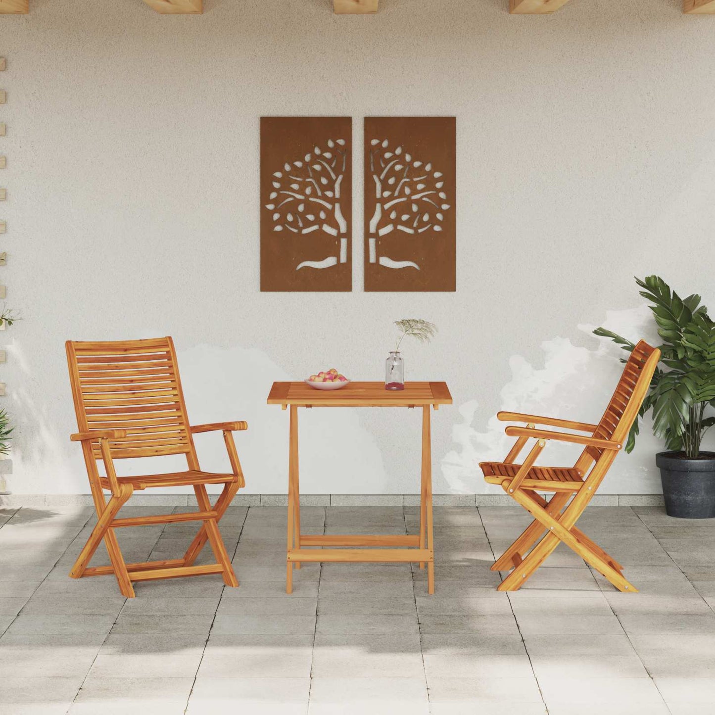 Klapp Bistro Set 3 stk. Braun Massivholz Akazie