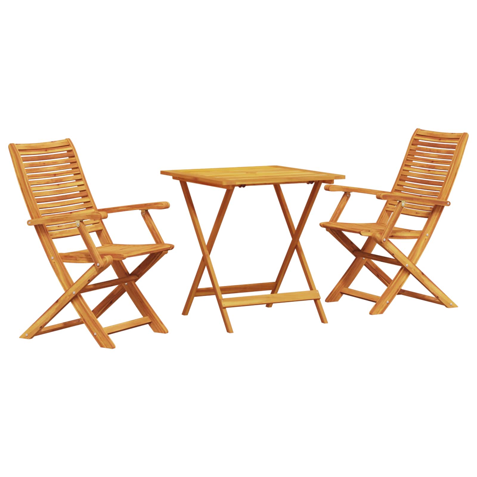 Klapp Bistro Set 3 stk. Braun Massivholz Akazie