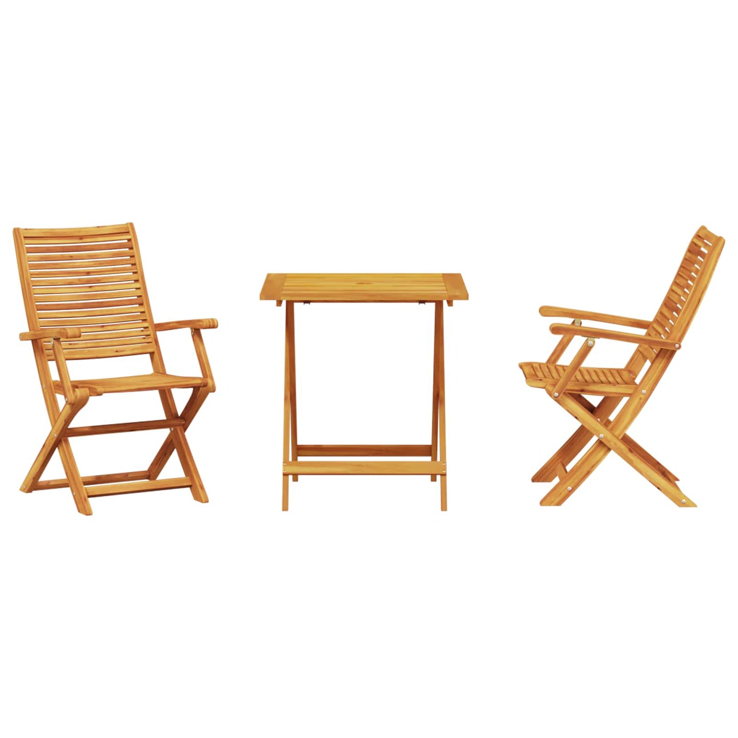 Klapp Bistro Set 3 stk. Braun Massivholz Akazie