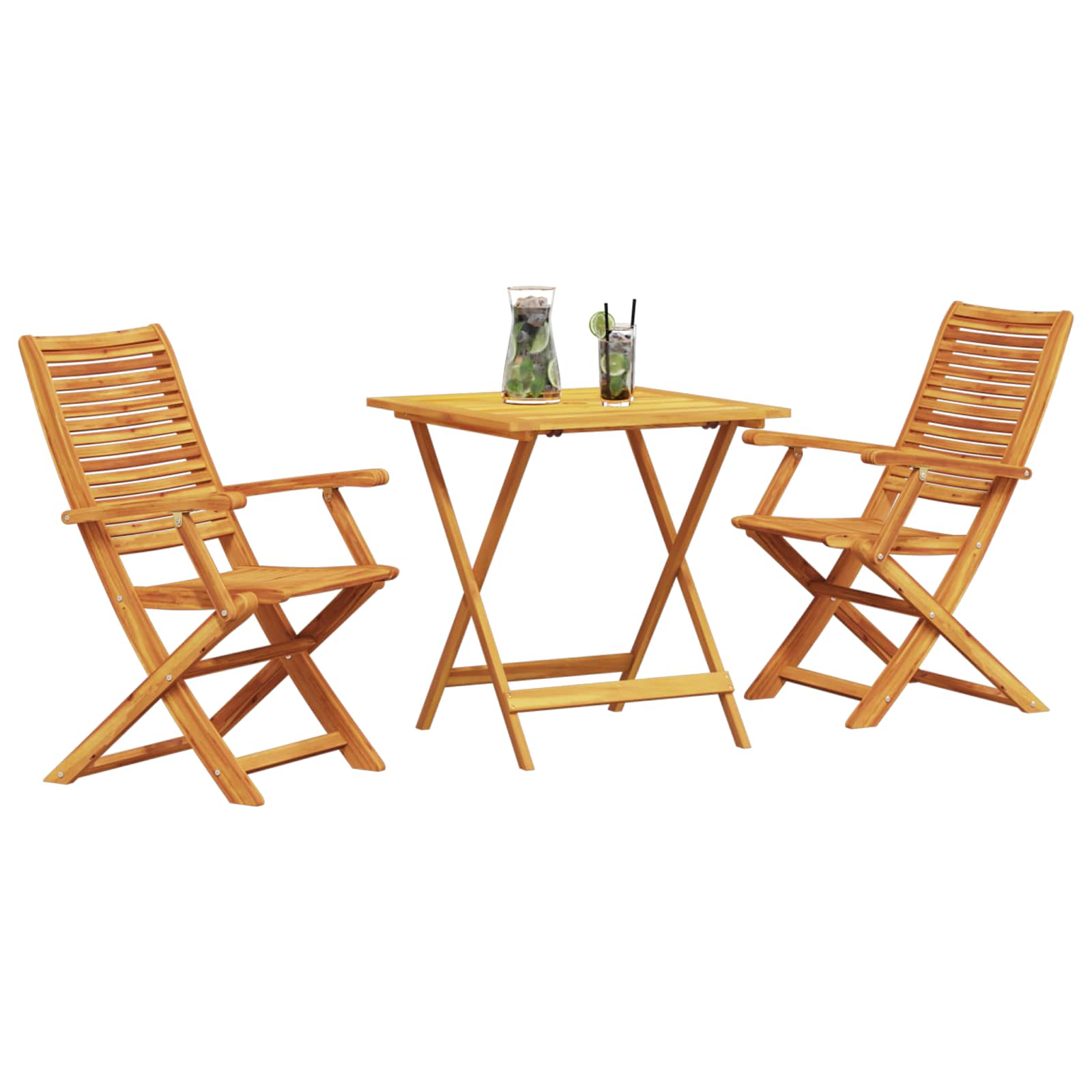 Klapp Bistro Set 3 stk. Braun Massivholz Akazie