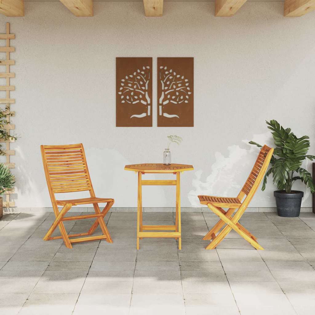 Klapp Bistro Set 3 stk. Braun Massivholz Akazie