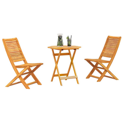 Klapp Bistro Set 3 stk. Braun Massivholz Akazie