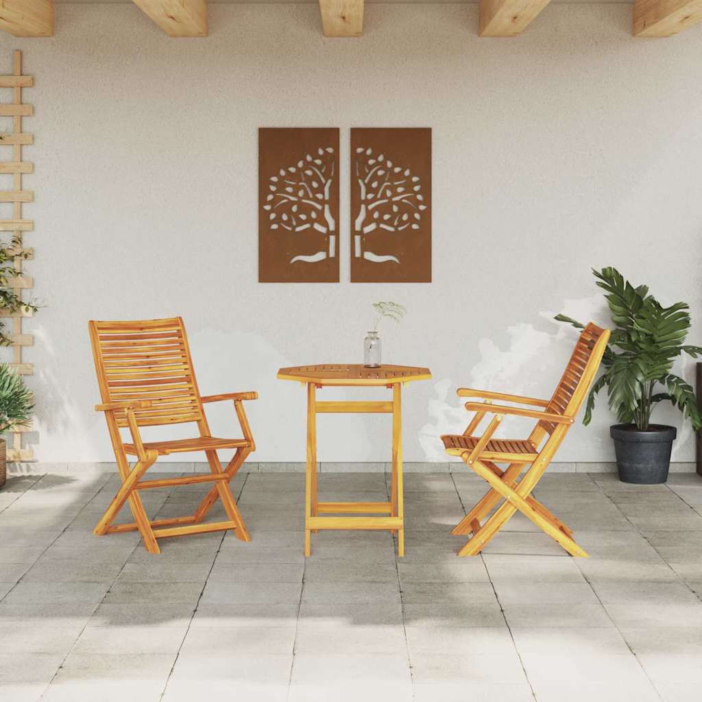 Klapp Bistro Set 3 stk. Braun Massivholz Akazie