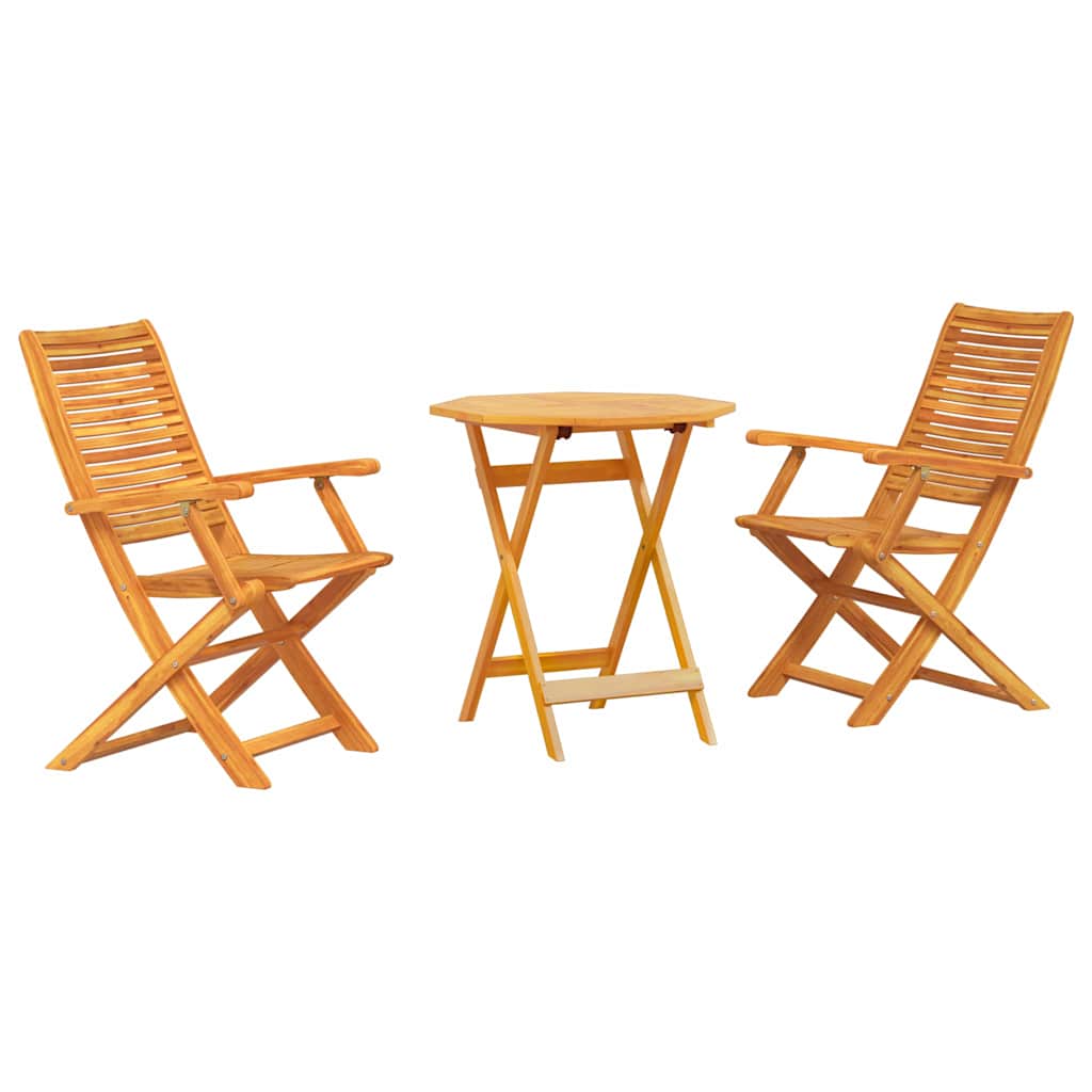 Klapp Bistro Set 3 stk. Braun Massivholz Akazie