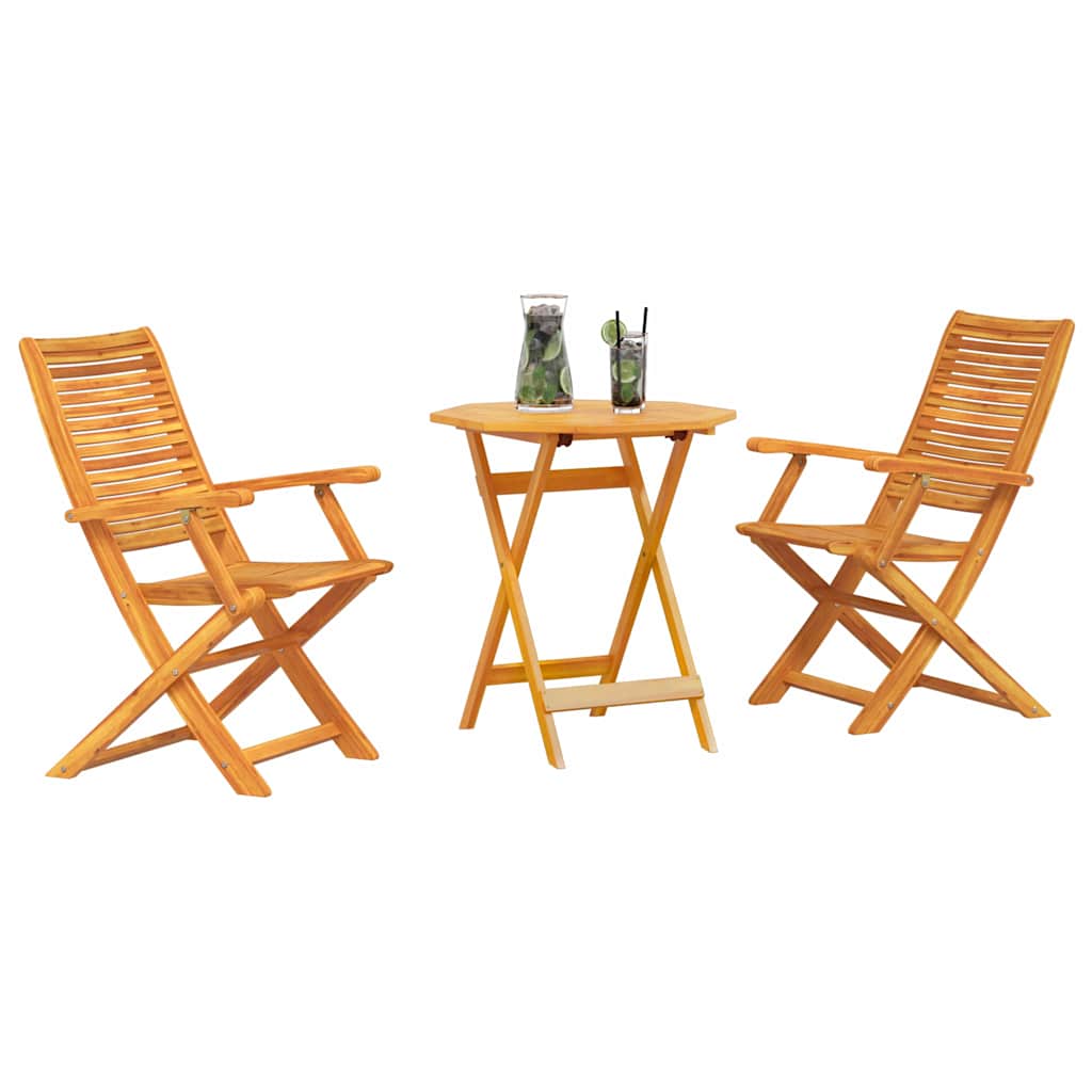 Klapp Bistro Set 3 stk. Braun Massivholz Akazie