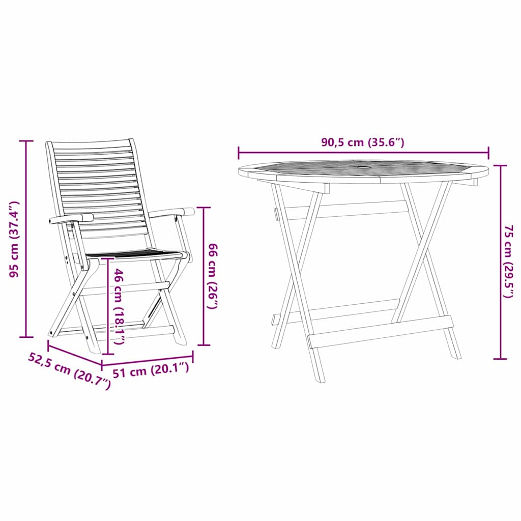 Garten Essgruppe 5 pcs Braun Massivholz Akazie