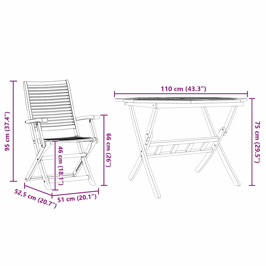 Garten Essgruppe 5 pcs Braun Massivholz Akazie
