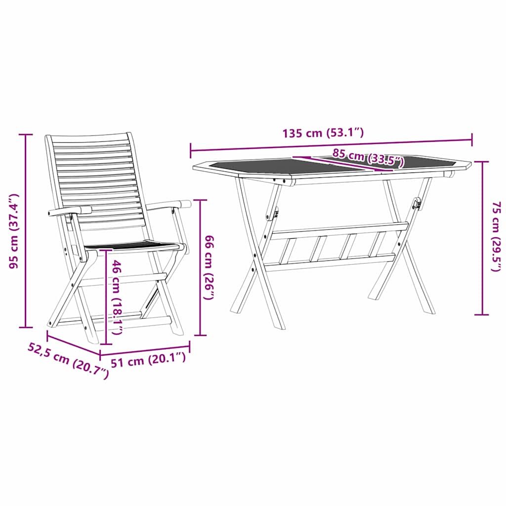 Garten Essgruppe 5 pcs Braun Massivholz Akazie