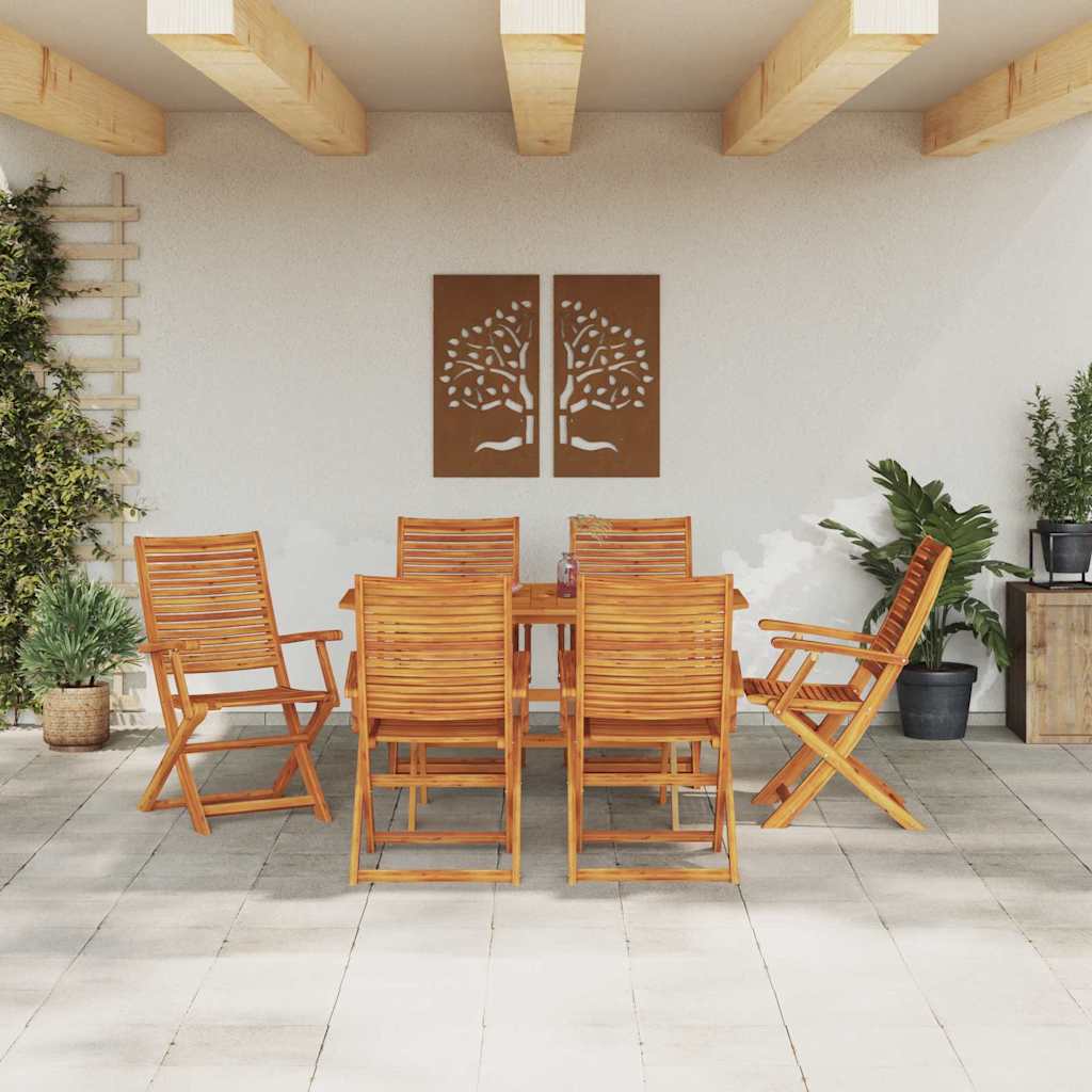 Garten Essgruppe 7 stk. Braun Massivholz Akazie