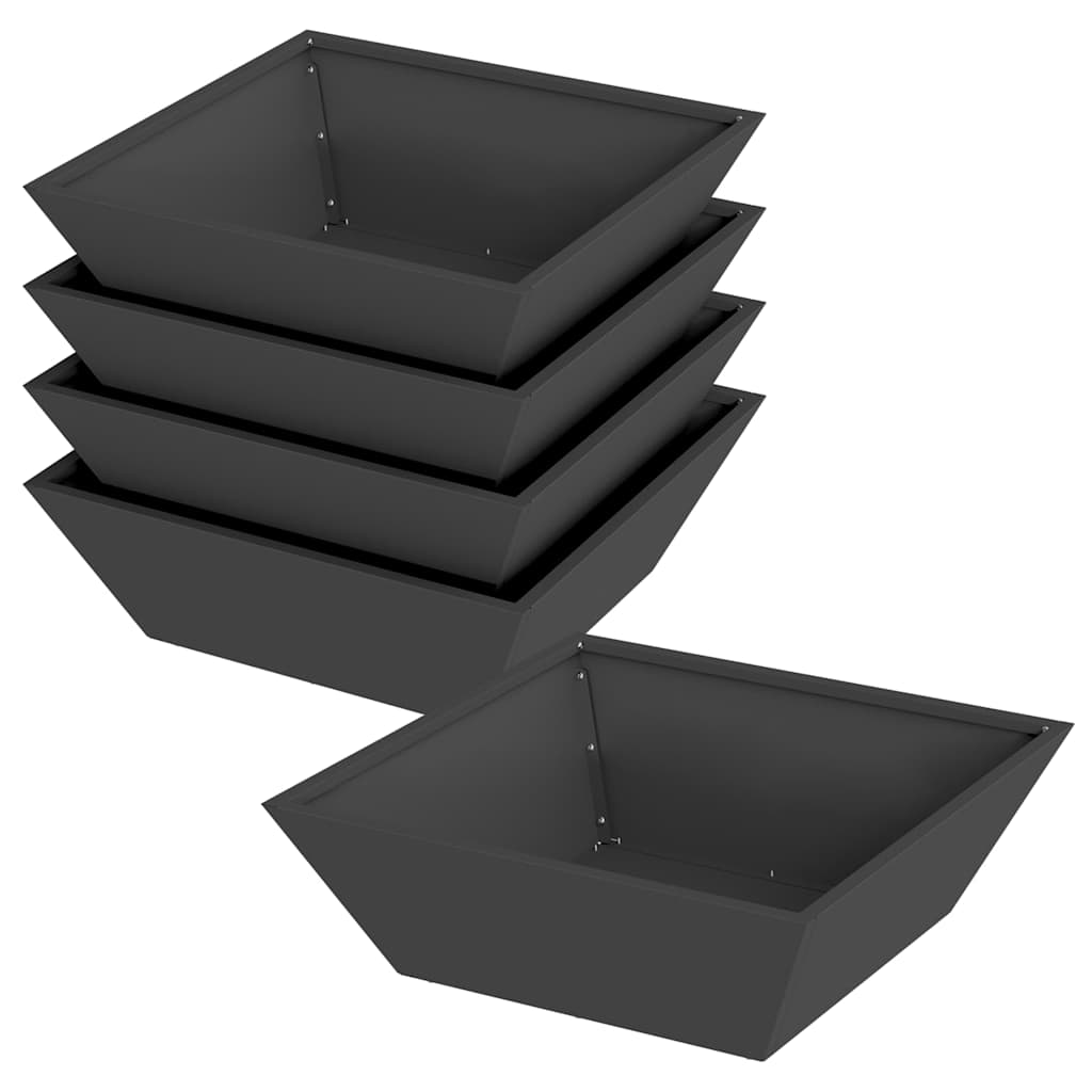 Garten-Pflanzgefäß 5 Stk. Schwarz 50 x 50 x 15 cm