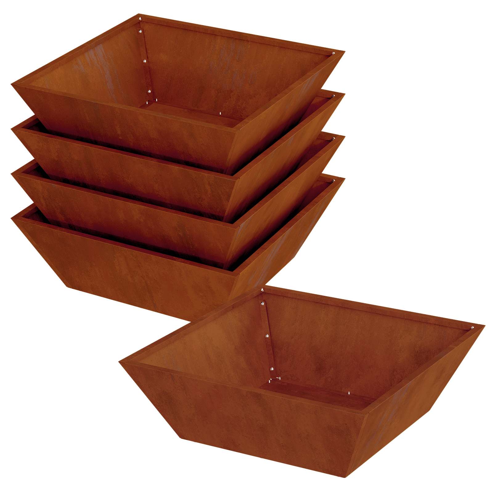 Garten-Pflanzgefäß 5 Stk. Rostoptik 50 x 50 x 15 cm