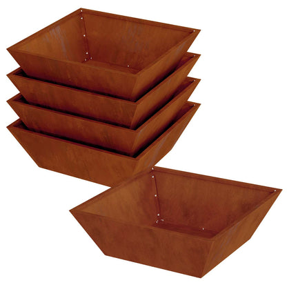 Garten-Pflanzgefäß 5 Stk. Rostoptik 50 x 50 x 15 cm