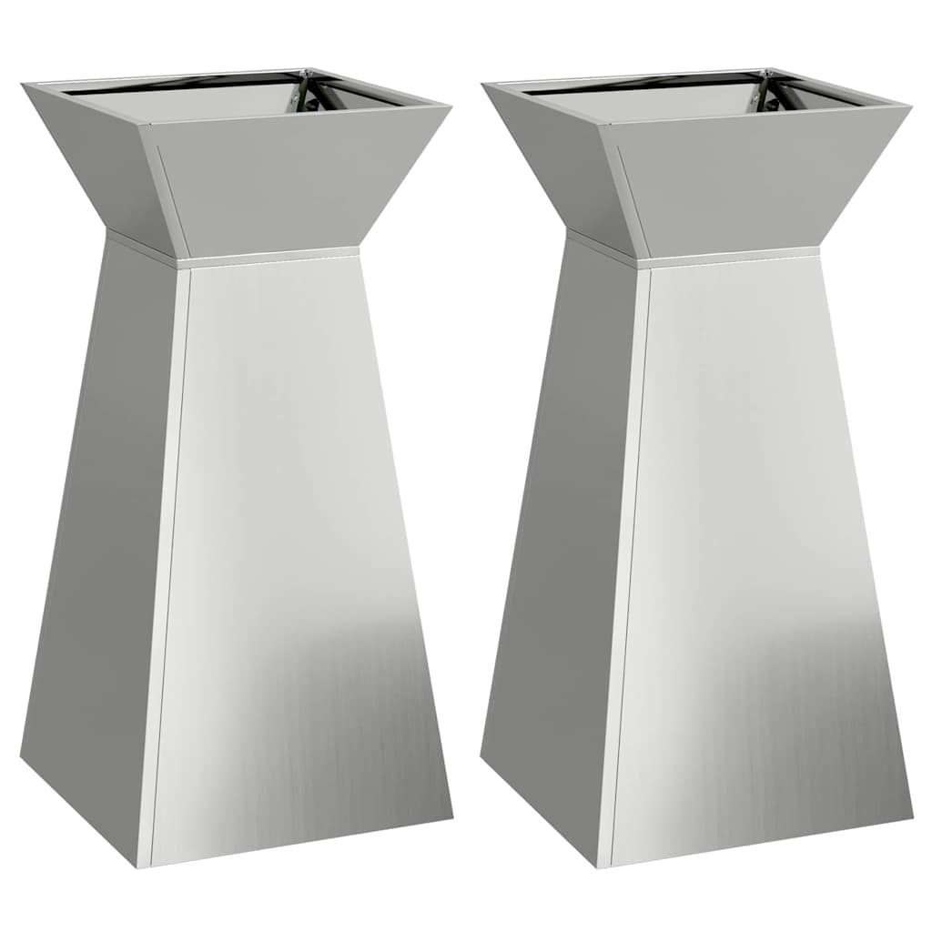 Säulen Pflanzer 2 Stk. Silber 35 x 35 x 73 cm Verzinkter Stahl