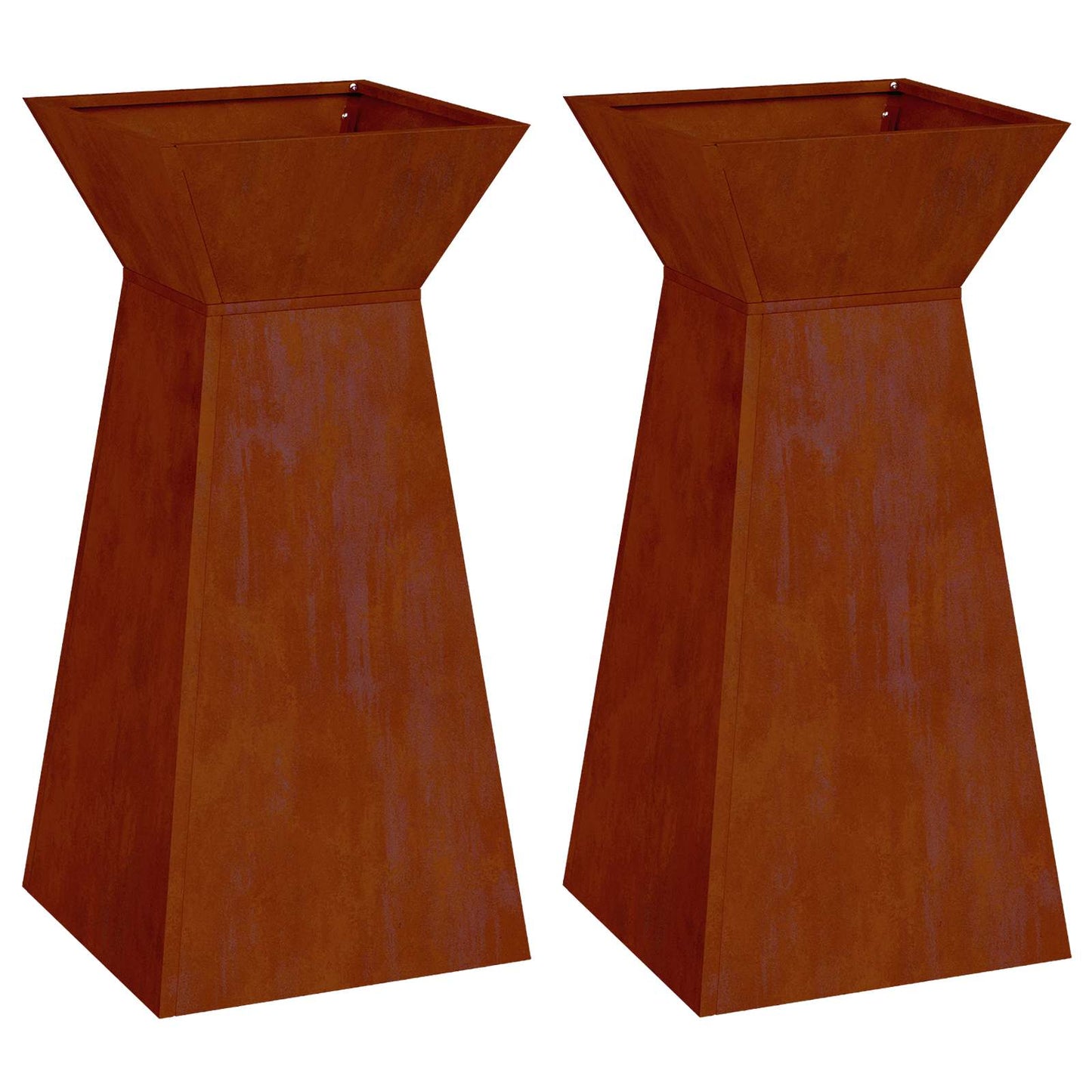 Säulen Pflanzer 2 Stk. Rostoptik 35 x 35 x 73 cm