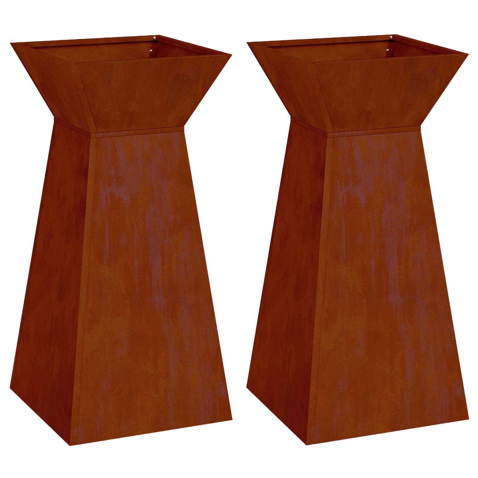 Säulen Pflanzer 2 Stk. Rostoptik 35 x 35 x 73 cm
