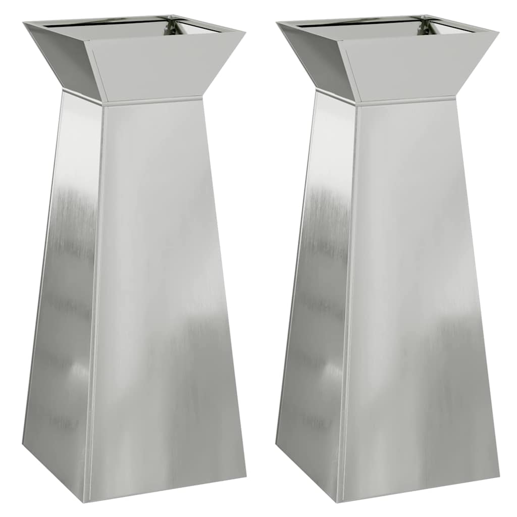 Säulen Pflanzer 2 Stk. Silber 40 x 40 x 100 cm Verzinkter Stahl