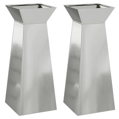 Säulen Pflanzer 2 Stk. Silber 40 x 40 x 100 cm Verzinkter Stahl
