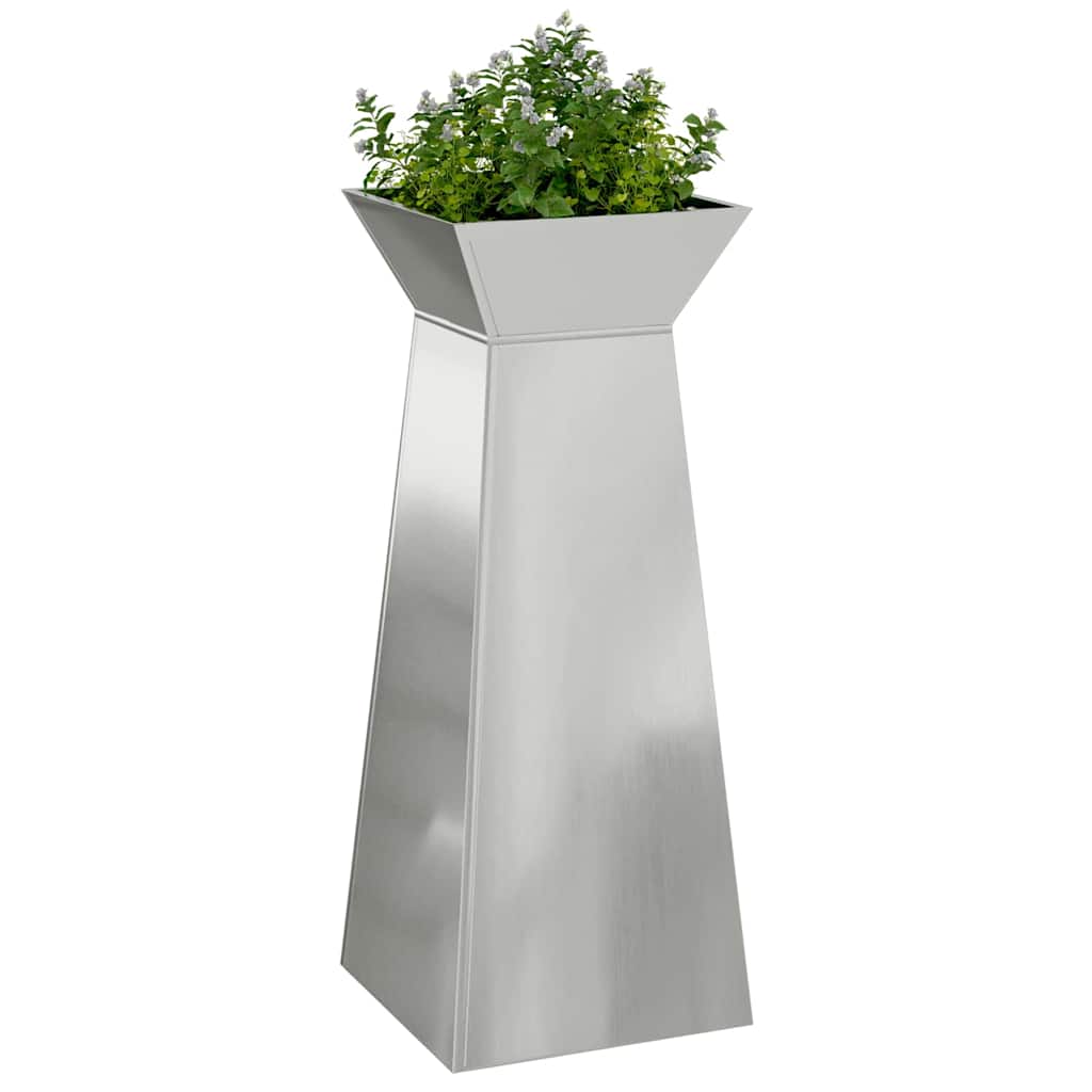 Säulen Pflanzer 2 Stk. Silber 40 x 40 x 100 cm Verzinkter Stahl