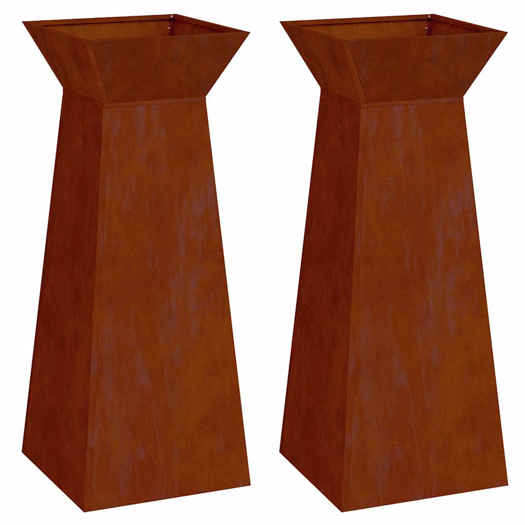 Säulen Pflanzer 2 Stk. Rostoptik 40 x 40 x 100 cm