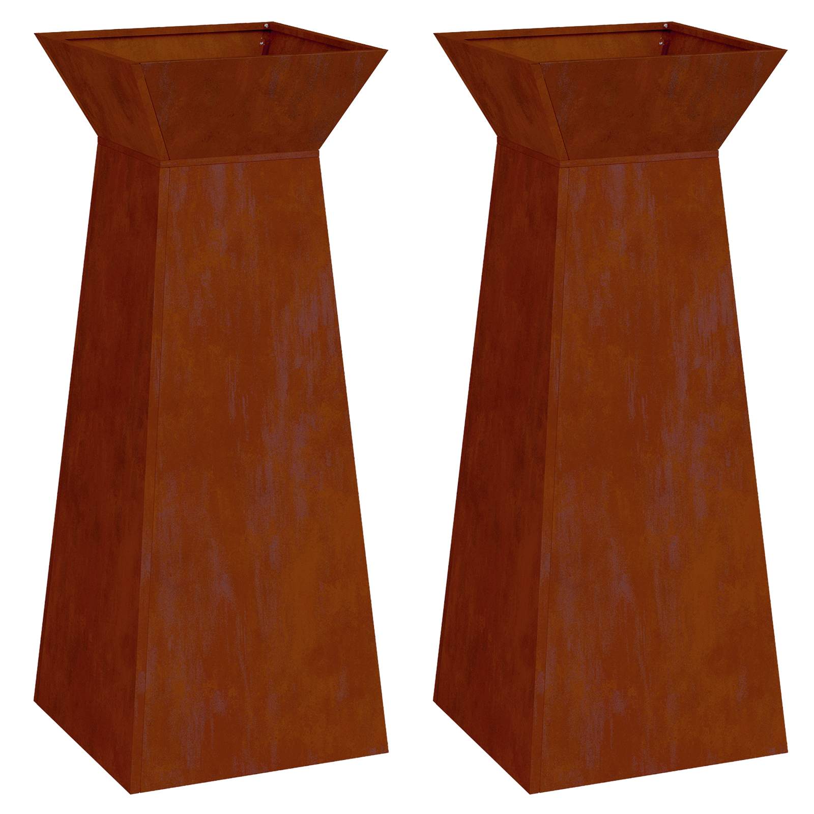 Säulen Pflanzer 2 Stk. Rostoptik 40 x 40 x 100 cm