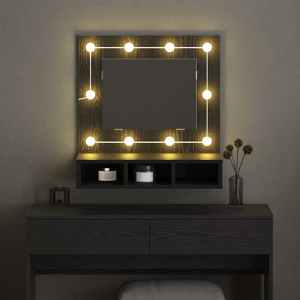 Spiegelschrank mit Regal Schwarz Eichen-Optik 62 x 31,5 x 62 cm