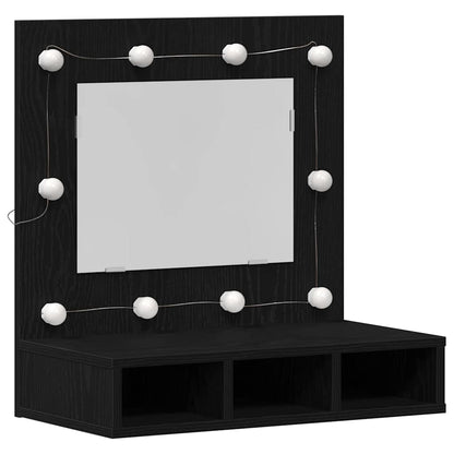 Spiegelschrank Schwarz Eichen-Optik 60 x 31,5 x 62 cm