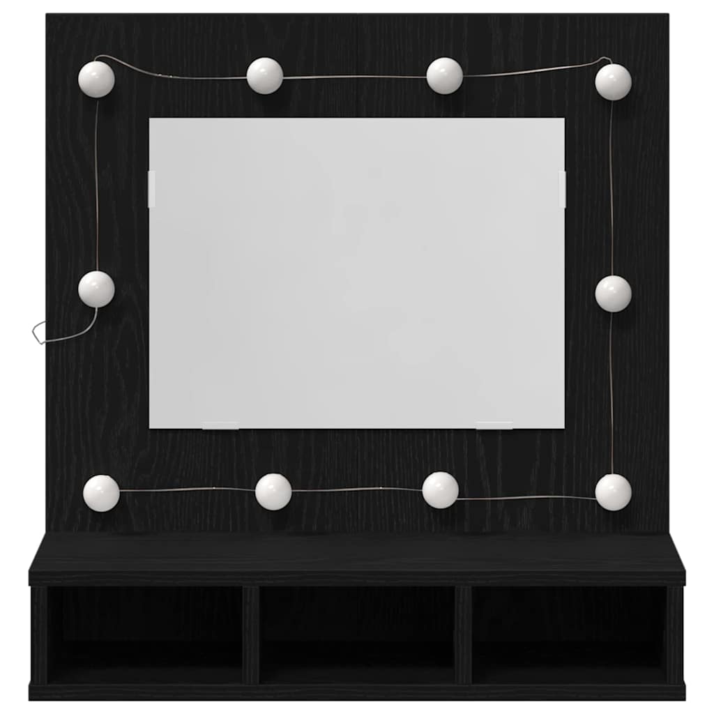 Spiegelschrank mit Regal Schwarz Eichen-Optik 62 x 31,5 x 62 cm
