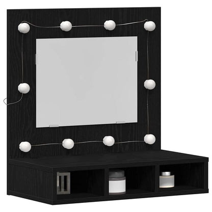Spiegelschrank Schwarz Eichen-Optik 60 x 31,5 x 62 cm