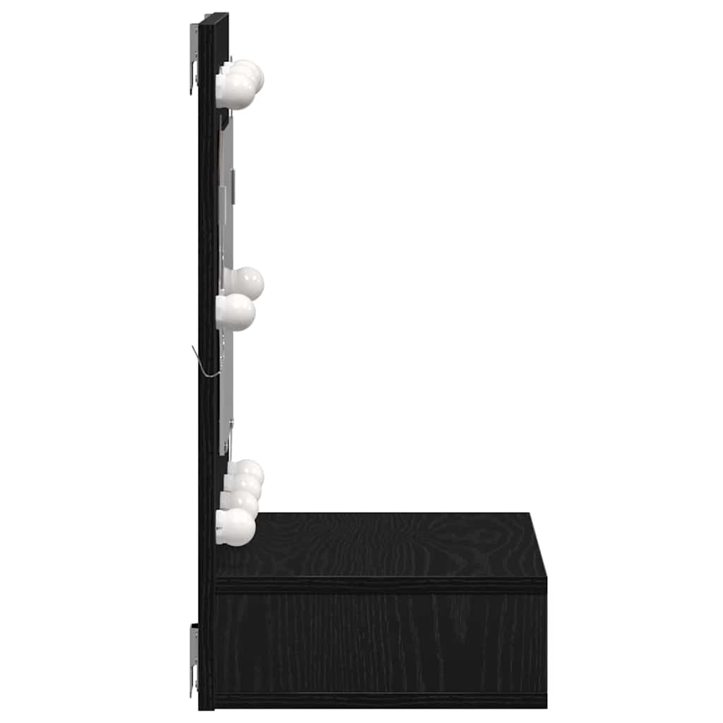 Spiegelschrank mit Regal Schwarz Eichen-Optik 62 x 31,5 x 62 cm