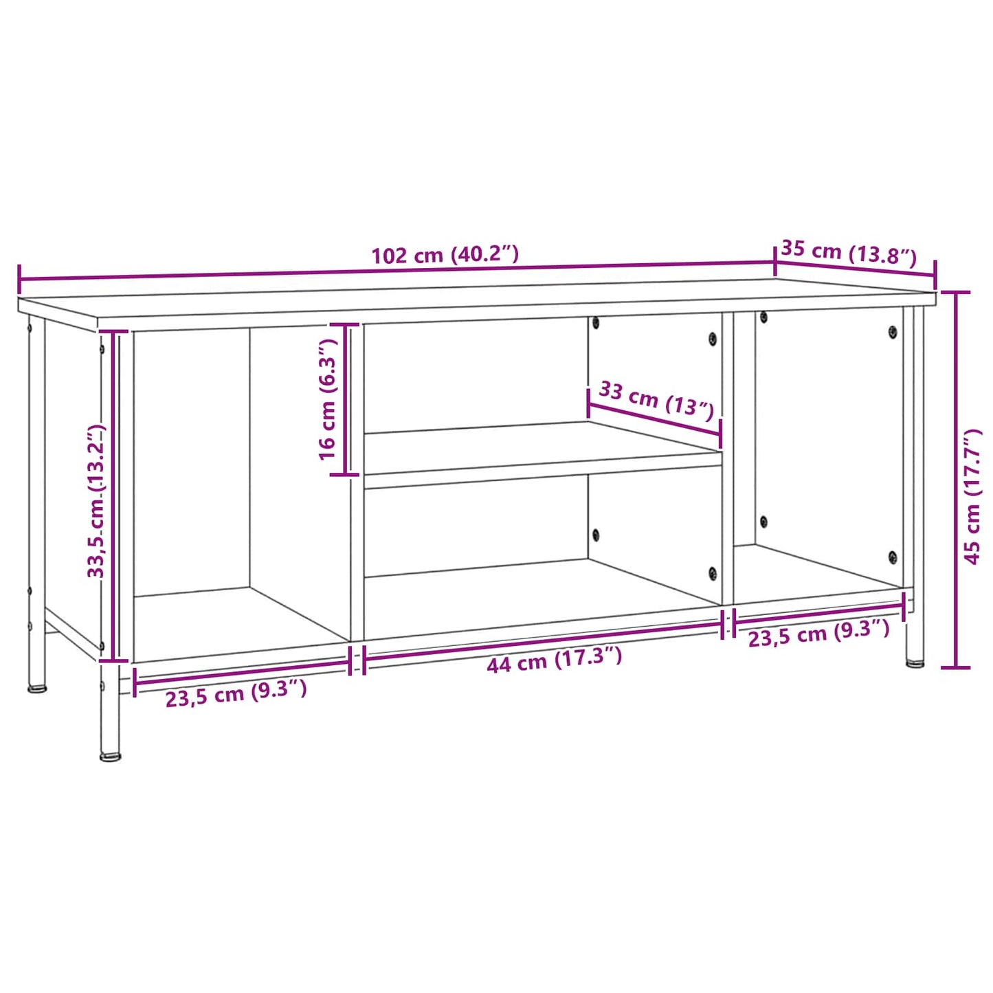TV-Schränk 102 x 35 x 45 cm Artisan-Eiche Holzwerkstoff