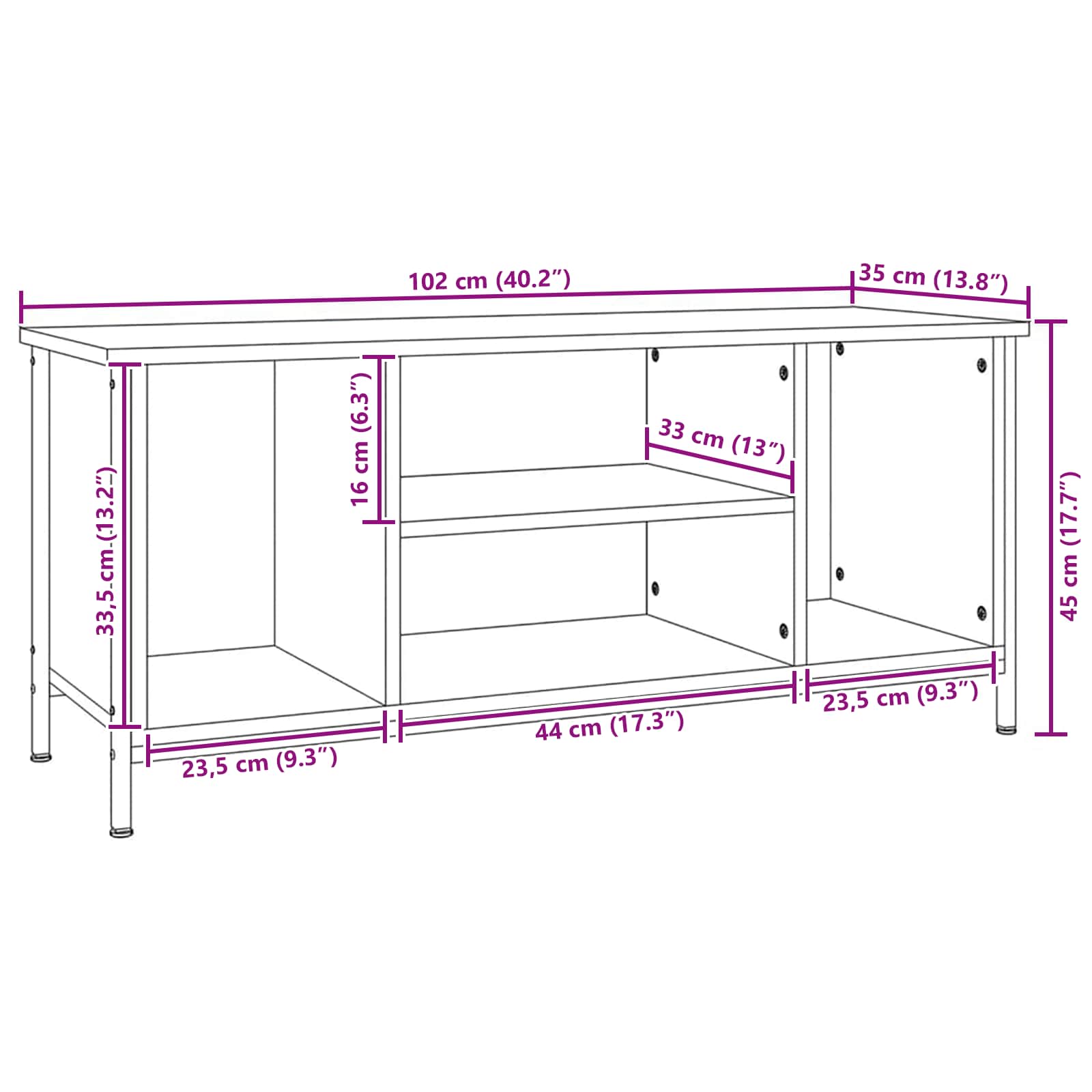 TV-Schränk 102 x 35 x 45 cm Artisan-Eiche Holzwerkstoff