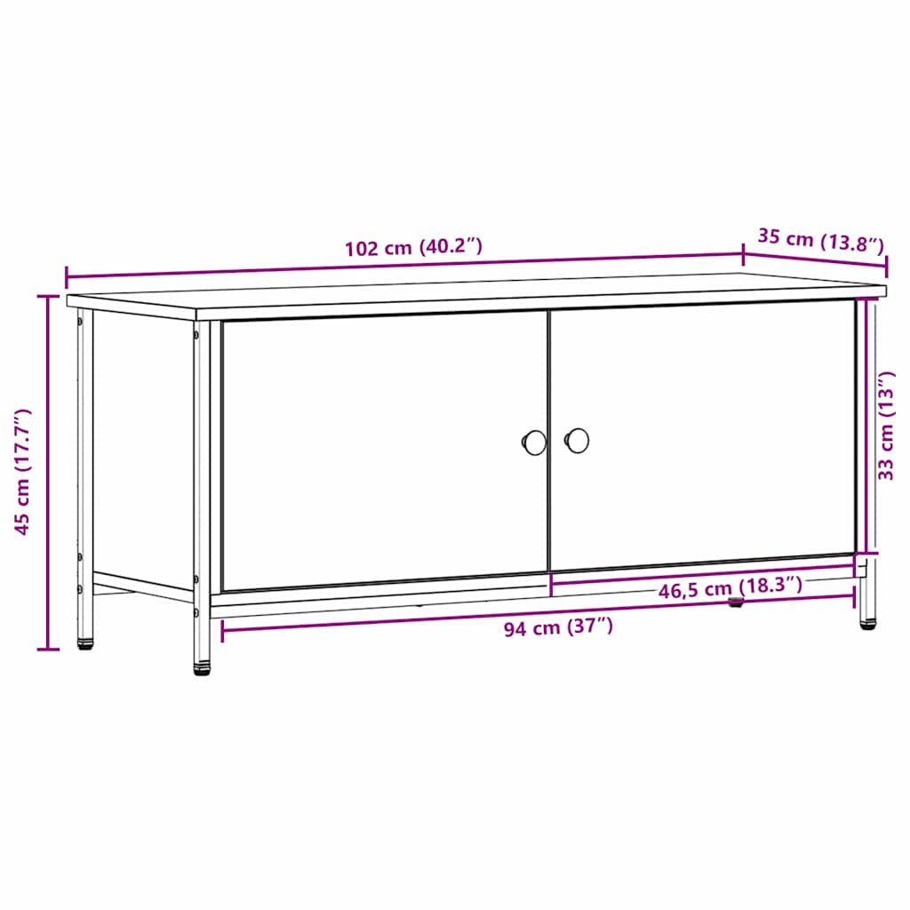 TV-Schränk 100 x 35 x 45 cm Artisan-Eiche Holzwerkstoff