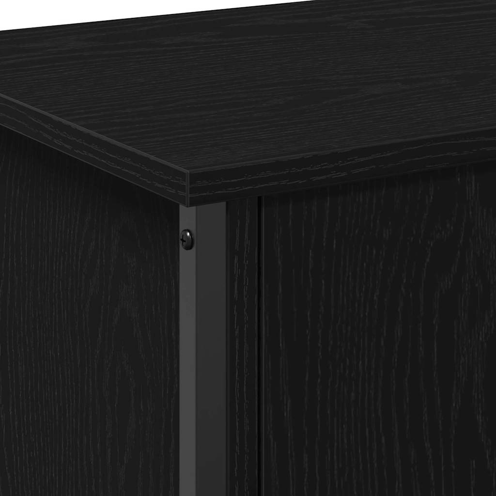 Meuble TV en chêne noir, aggloméré de chêne noir, métal