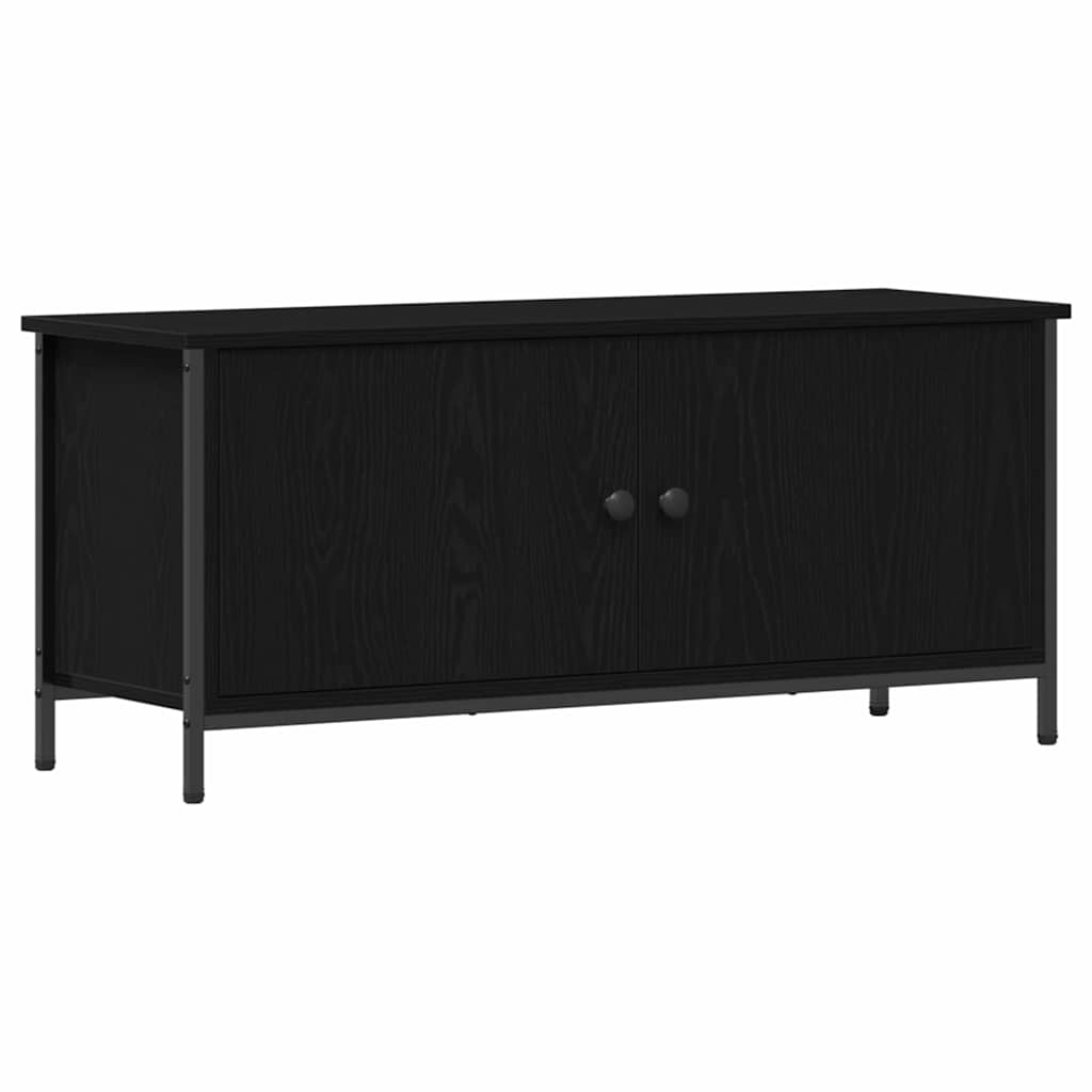 Meuble TV en chêne noir, aggloméré de chêne noir, métal