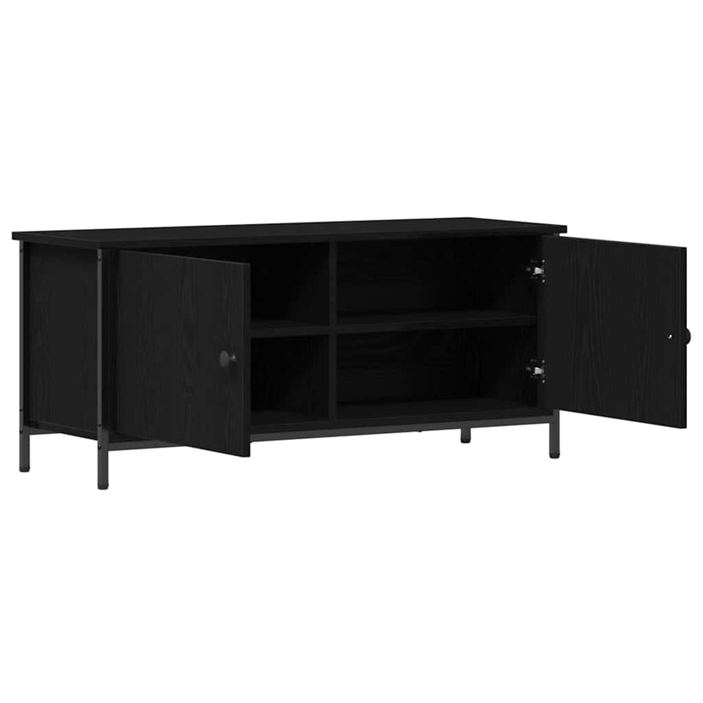 Meuble TV en chêne noir, aggloméré de chêne noir, métal