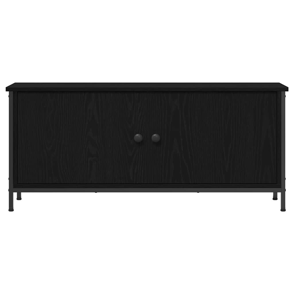 Meuble TV en chêne noir, aggloméré de chêne noir, métal