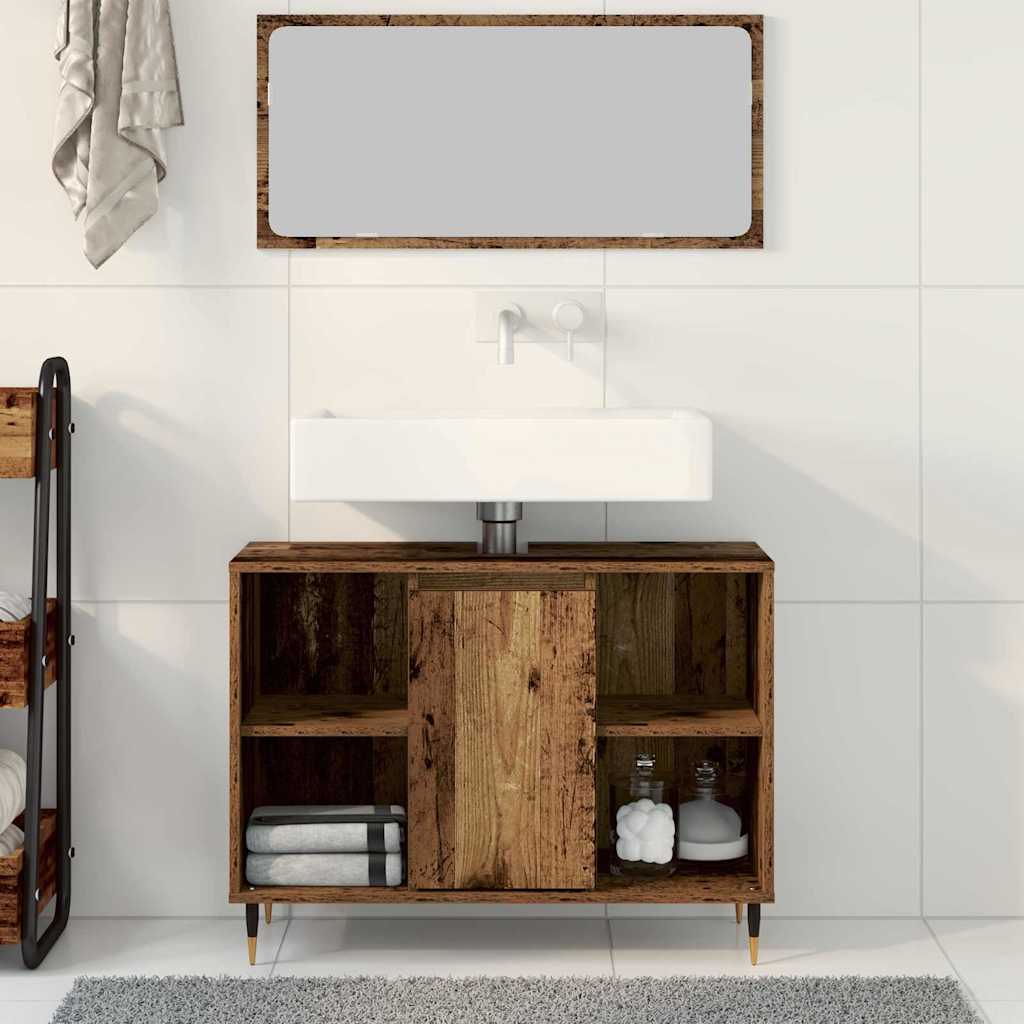 Badezimmerschrank Altholz 80 x 33 x 60 cm Holzwerkstoff